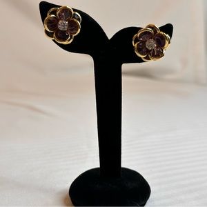 AMETHYST RHINESTONE FLORAL EARRINGS